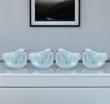 Set of Four Blue Terracotta Bird Figurines