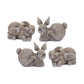 Set of Four 4" Gray and Brown Polyresin Rabbit Figurine Tabletop Sculpture