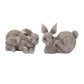 Set of Four 4" Gray and Brown Polyresin Rabbit Figurine Tabletop Sculpture