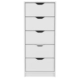 18" White Five Drawer Dresser