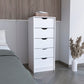 18" White Five Drawer Dresser