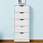 18" White Five Drawer Dresser