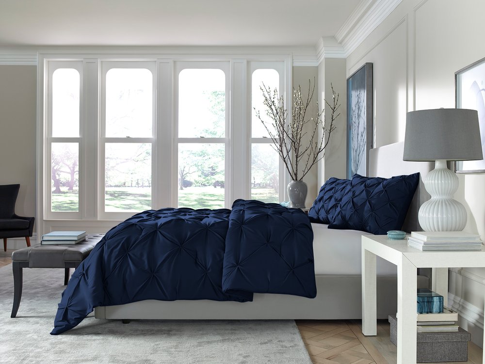 Navy Blue Twin Microfiber Washable Microfiber Down Alternative Comforter