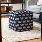 17" Blue Twill Whale Pouf Cover