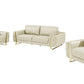 Three Piece Indoor Beige Italian Leather Six Person Seating Set