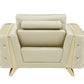 Three Piece Indoor Beige Italian Leather Six Person Seating Set