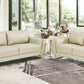 Two Piece Indoor Beige Italian Leather Five Person Seating Set