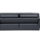 Three Piece Indoor Dark Gray Italian Leather Six Person Seating Set
