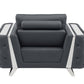 Three Piece Indoor Dark Gray Italian Leather Six Person Seating Set