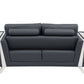 Two Piece Indoor Dark Gray Italian Leather Five Person Seating Set