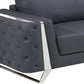 Two Piece Indoor Dark Gray Italian Leather Five Person Seating Set