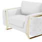Three Piece Indoor White Italian Leather Six Person Seating Set