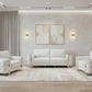 Three Piece Indoor White Italian Leather Six Person Seating Set