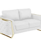 Three Piece Indoor White Italian Leather Six Person Seating Set