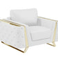 Three Piece Indoor White Italian Leather Six Person Seating Set