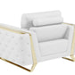 Three Piece Indoor White Italian Leather Six Person Seating Set