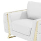 Three Piece Indoor White Italian Leather Six Person Seating Set