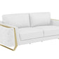 Two Piece Indoor White Italian Leather Five Person Seating Set