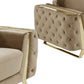 Three Piece Indoor Beige Velvet Six Person Seating Set