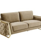 Three Piece Indoor Beige Velvet Six Person Seating Set