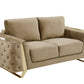 Three Piece Indoor Beige Velvet Six Person Seating Set