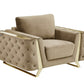 Three Piece Indoor Beige Velvet Six Person Seating Set