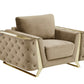 Three Piece Indoor Beige Velvet Six Person Seating Set