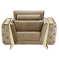 Three Piece Indoor Beige Velvet Six Person Seating Set