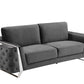 Three Piece Indoor Dark Gray Velvet Six Person Seating Set