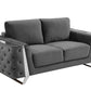 Three Piece Indoor Dark Gray Velvet Six Person Seating Set