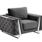 Three Piece Indoor Dark Gray Velvet Six Person Seating Set