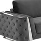 Two Piece Indoor Dark Gray Italian Leather Five Person Seating Set