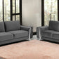 Two Piece Indoor Dark Gray Italian Leather Five Person Seating Set
