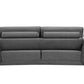 Two Piece Indoor Dark Gray Italian Leather Five Person Seating Set