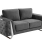 Two Piece Indoor Dark Gray Italian Leather Five Person Seating Set