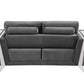 Two Piece Indoor Dark Gray Italian Leather Five Person Seating Set