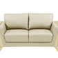 72" Beige And Gold Genuine Leather Loveseat
