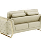 72" Beige And Gold Genuine Leather Loveseat