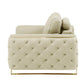 72" Beige And Gold Genuine Leather Loveseat