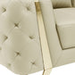 72" Beige And Gold Genuine Leather Loveseat