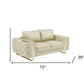 72" Beige And Gold Genuine Leather Loveseat