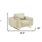 50" Beige And Gold Genuine Leather Tufted Club Chair