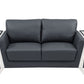 72" Dark Gray And Silver Genuine Leather Loveseat
