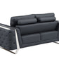 72" Dark Gray And Silver Genuine Leather Loveseat