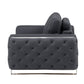 72" Dark Gray And Silver Genuine Leather Loveseat