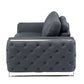 50" Dark Gray And Silver Faux Leather Tufted Club Chair