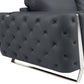 50" Dark Gray And Silver Faux Leather Tufted Club Chair