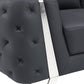 50" Dark Gray And Silver Faux Leather Tufted Club Chair