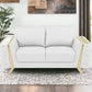 72" White And Gold Genuine Leather Loveseat