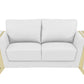 72" White And Gold Genuine Leather Loveseat